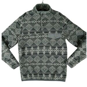 Southern Grit Fleece Pullover Mens Small Grey Southwestern Snap Neck Sweater